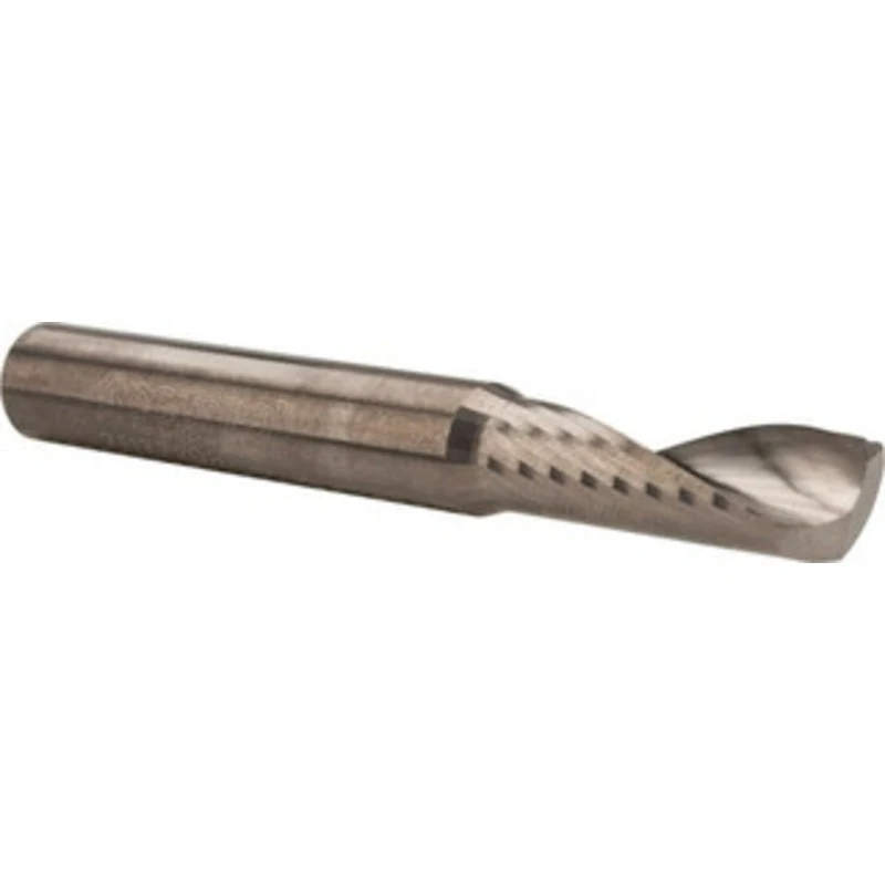 Accupro 3/8 Diam RH Solid Carbide 1-Flute Single Edge Upcut Spiral Router Bit Uncoated, 1-1/8 LOC, 3/8 Shank Diam, 3 ...